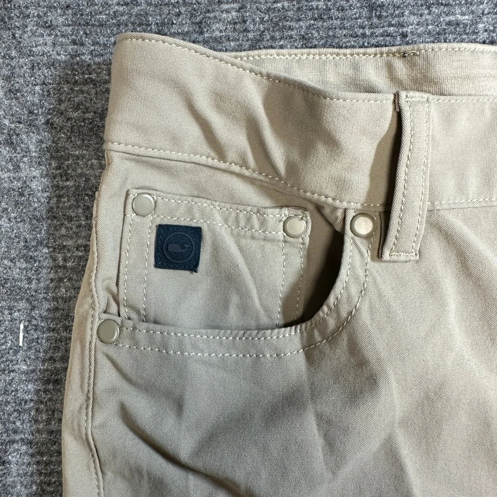 Vineyard Vines On-The-Go 5-Pocket Pant Khaki Tan Performance Stretch Size 14